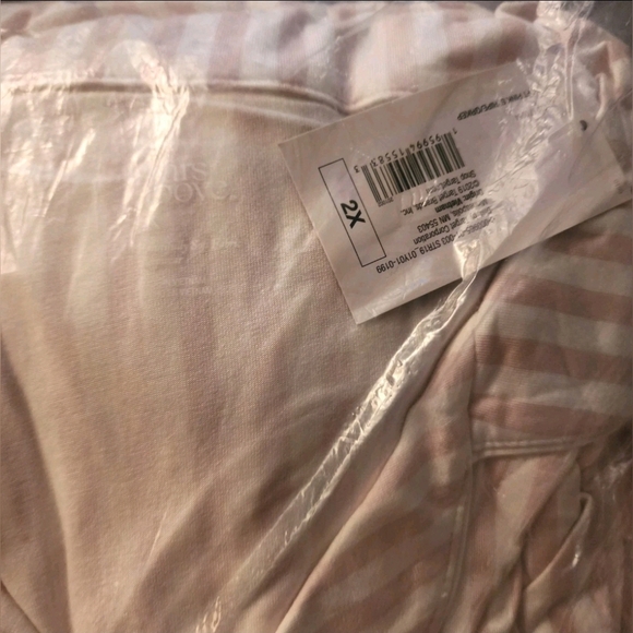 Womens STARS ABOVE MODAL 2 Piece Pink & White Striped Pajama Outfit Set - Picture 3 of 6